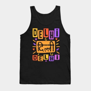 Delhi Capital of India Color Typography Tank Top